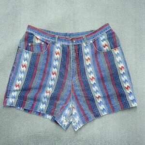 Breaker Jeans Denim Shorts Women 2XL 38W Blue  Stripe Tribal  High-Rise